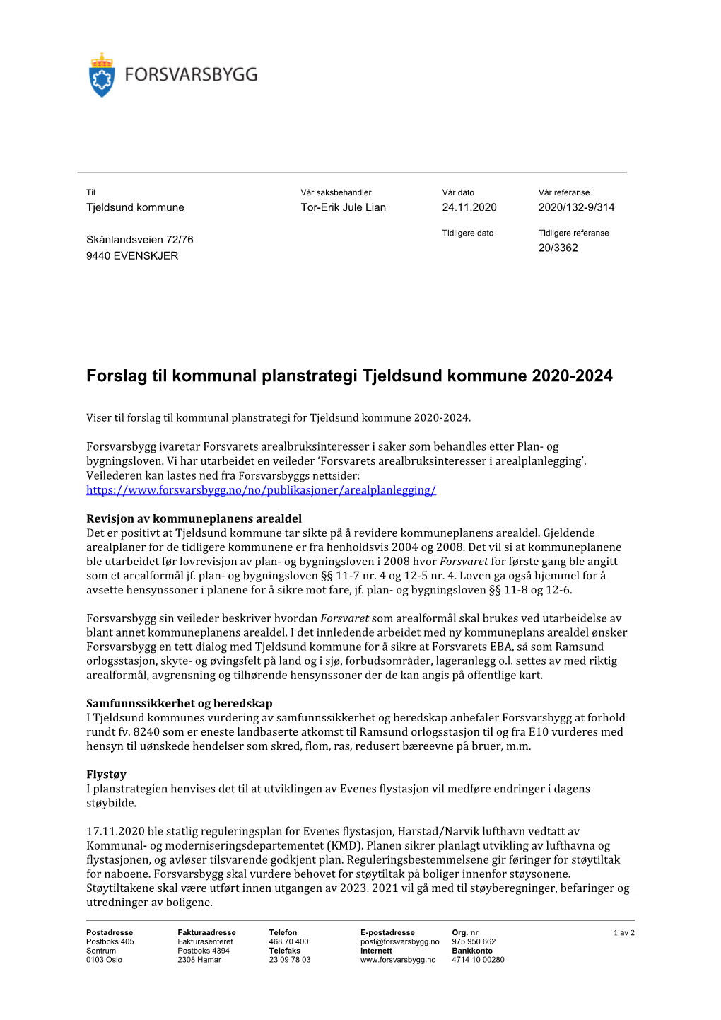 Forslag Til Kommunal Planstrategi Tjeldsund Kommune 2020-2024