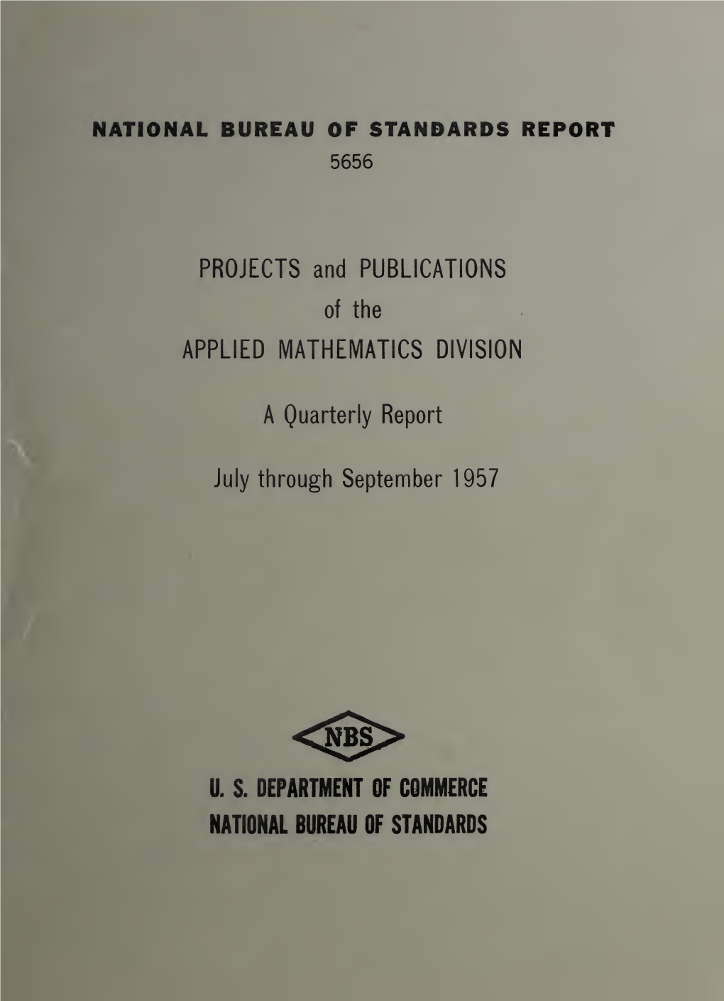 Projects and Publications of the Applied Mathematics Division