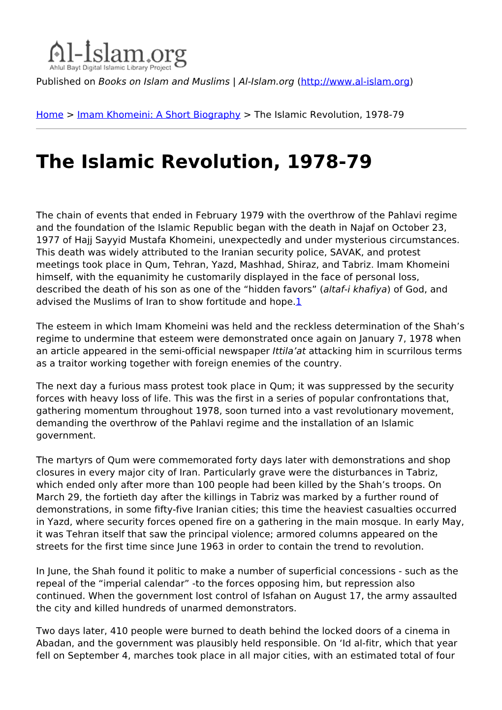 The Islamic Revolution, 1978-79