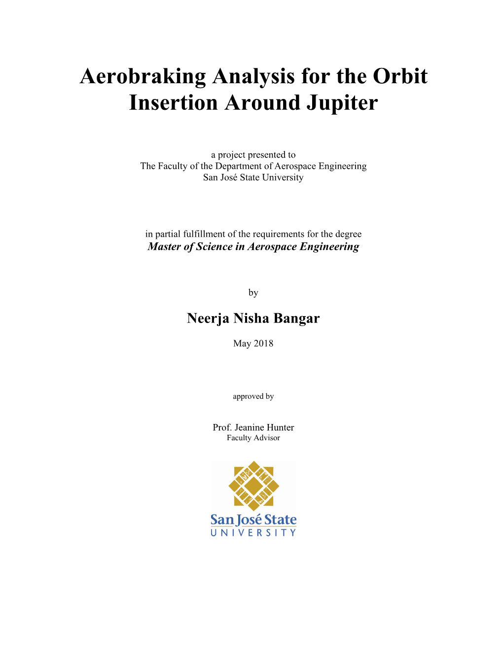 Aerobraking Analysis for the Orbit Insertion Around Jupiter [Pdf]