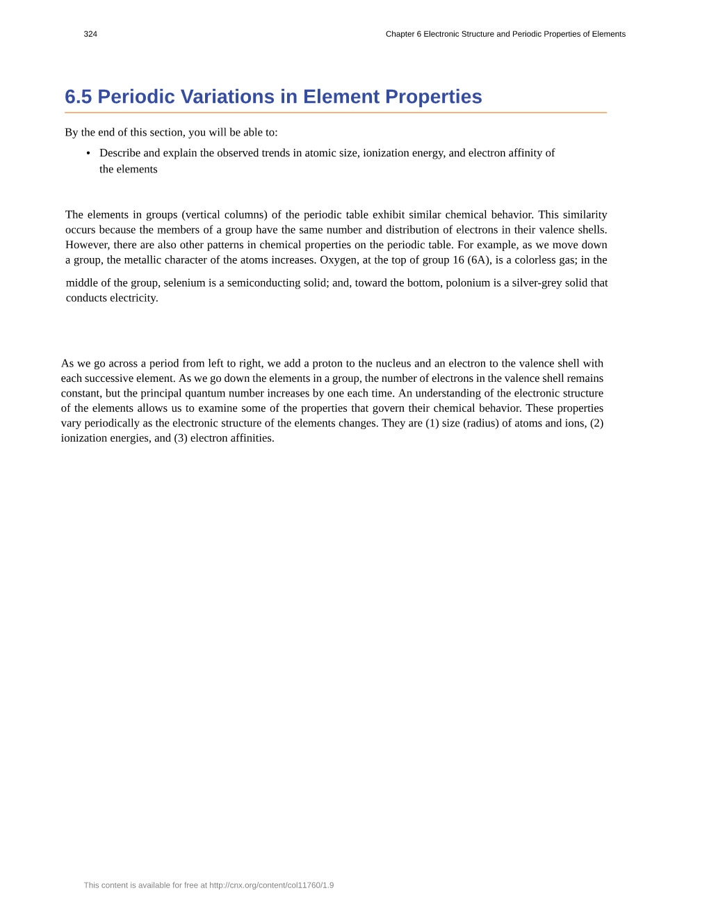 6.5 Periodic Variations in Element Properties