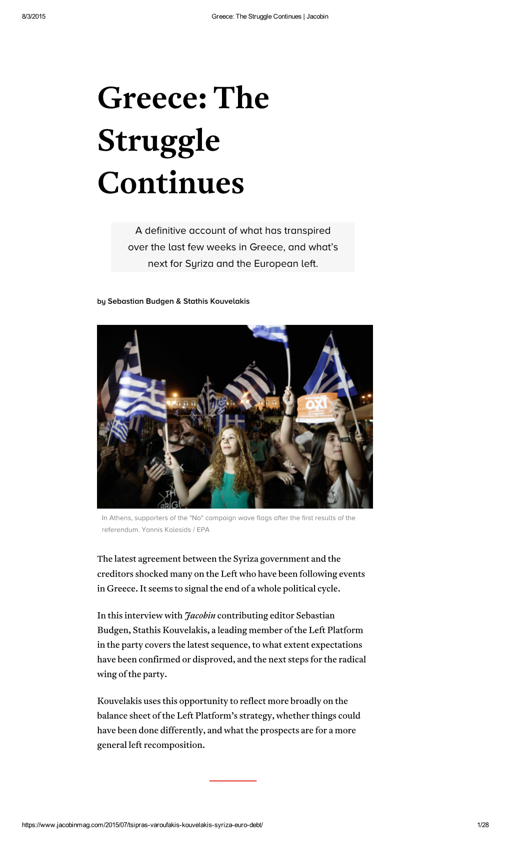 Greece: the Struggle Continues | Jacobin