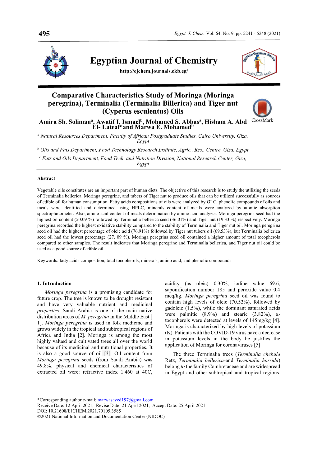 Egyptian Journal of Chemistry