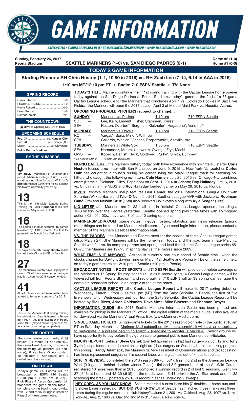 02.26.17 ST Game Notes.Indd