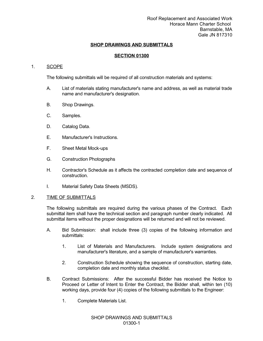 Shop Drawings and Submittals