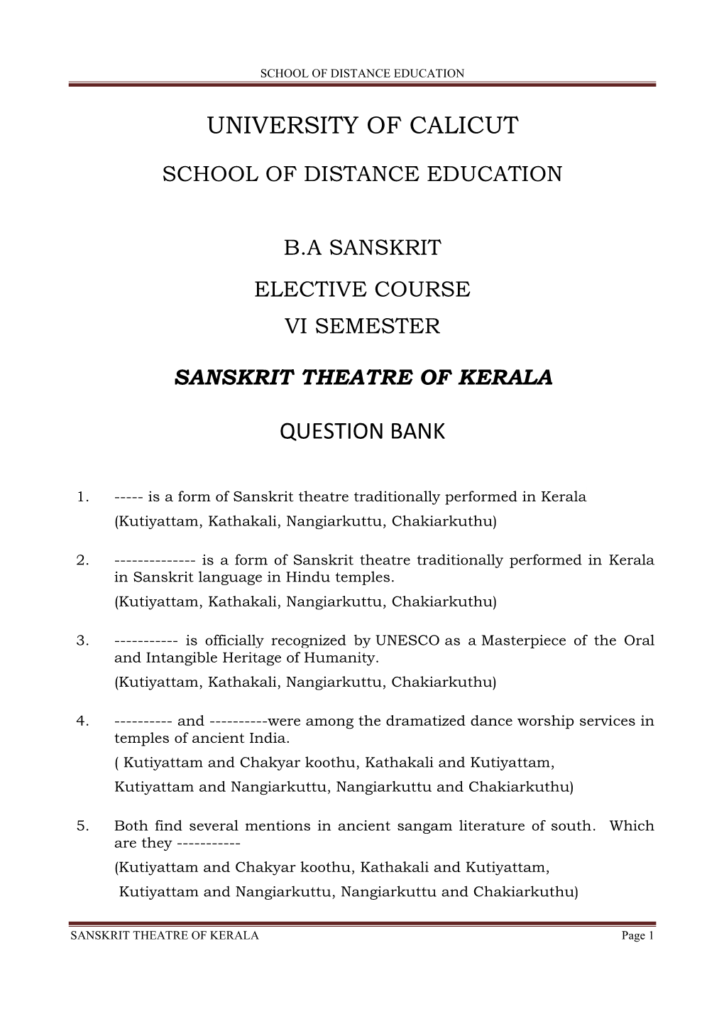 Sanskrit Theatre of Kerala