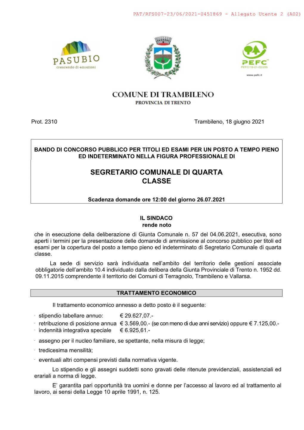 Segretario Comunale Di Quarta Classe