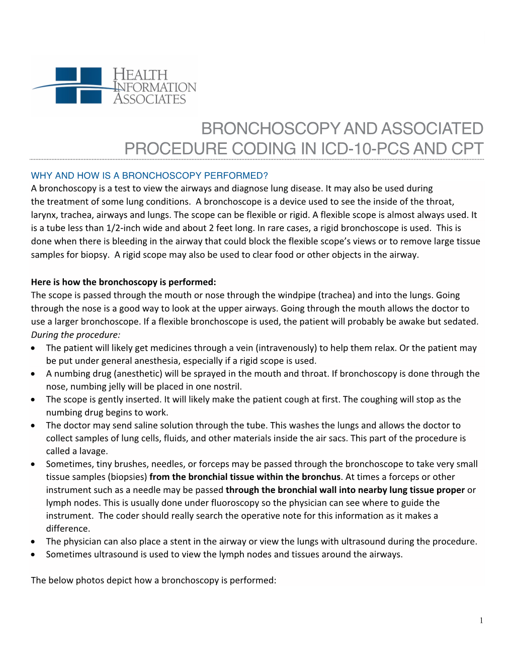 Bronchoscopy and Associated Procedures Coding in ICD-10