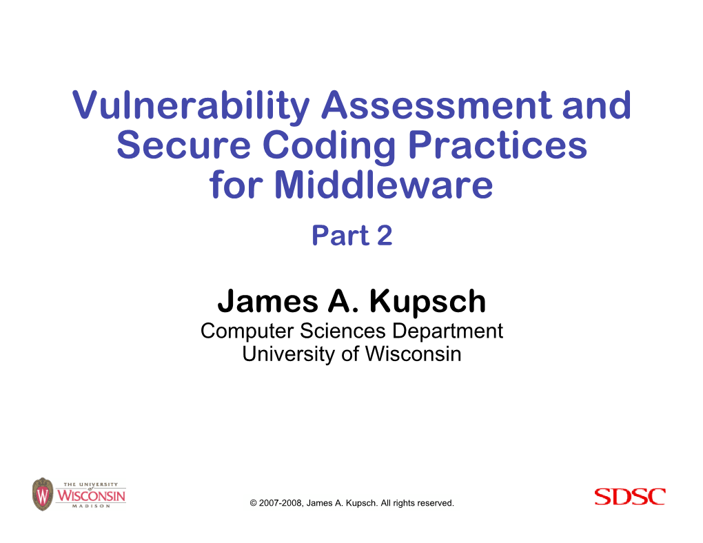 Vulnerability Assessment and Secure Coding Practices for Middleware Part 2