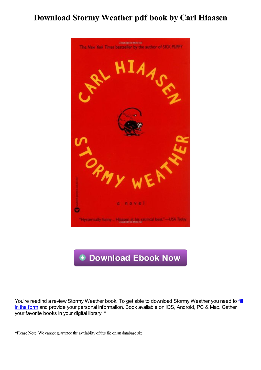 Download Stormy Weather Pdf Book by Carl Hiaasen