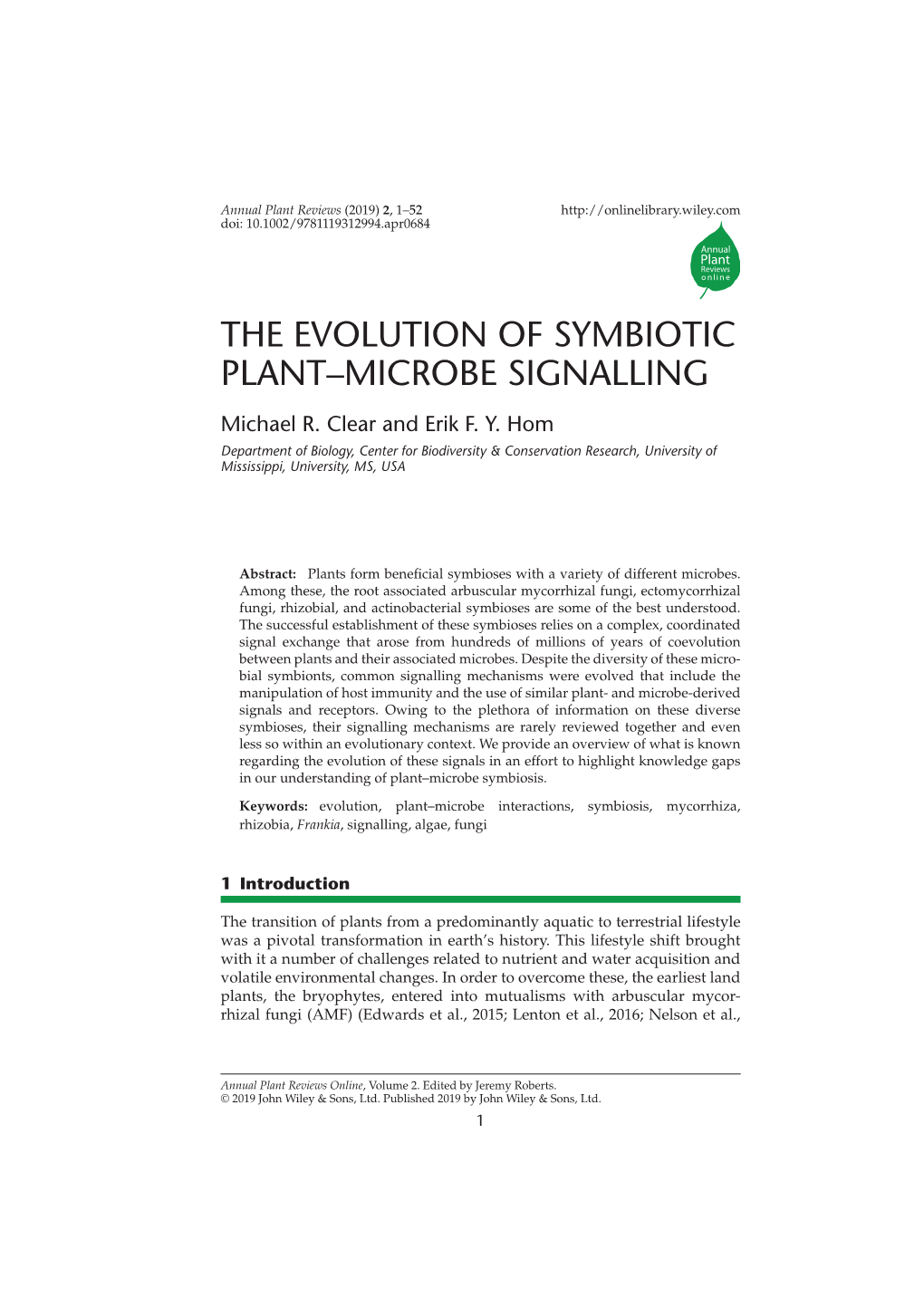 "The Evolution of Symbiotic Plant--Microbe Signalling" In