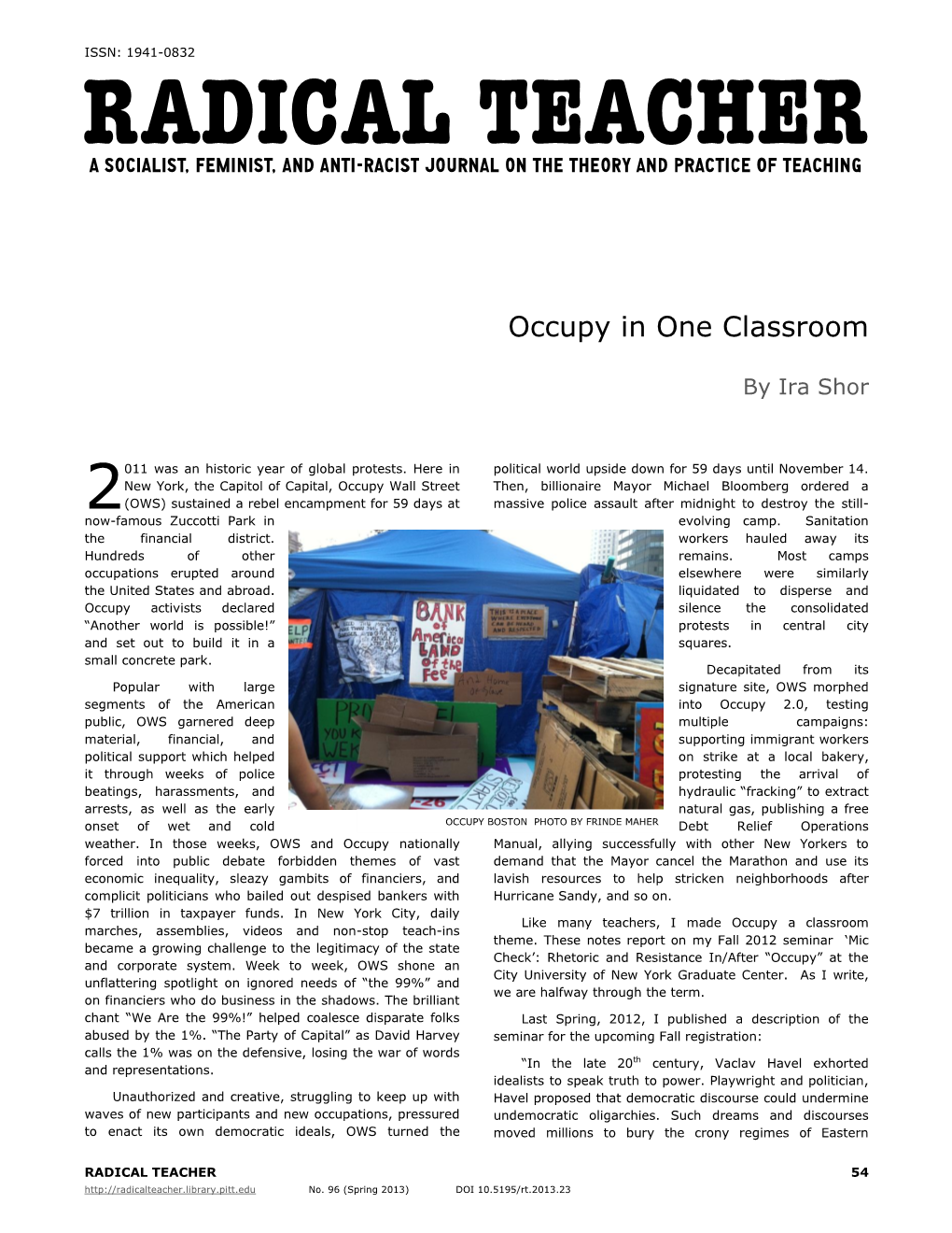 Occupy in One Classroom