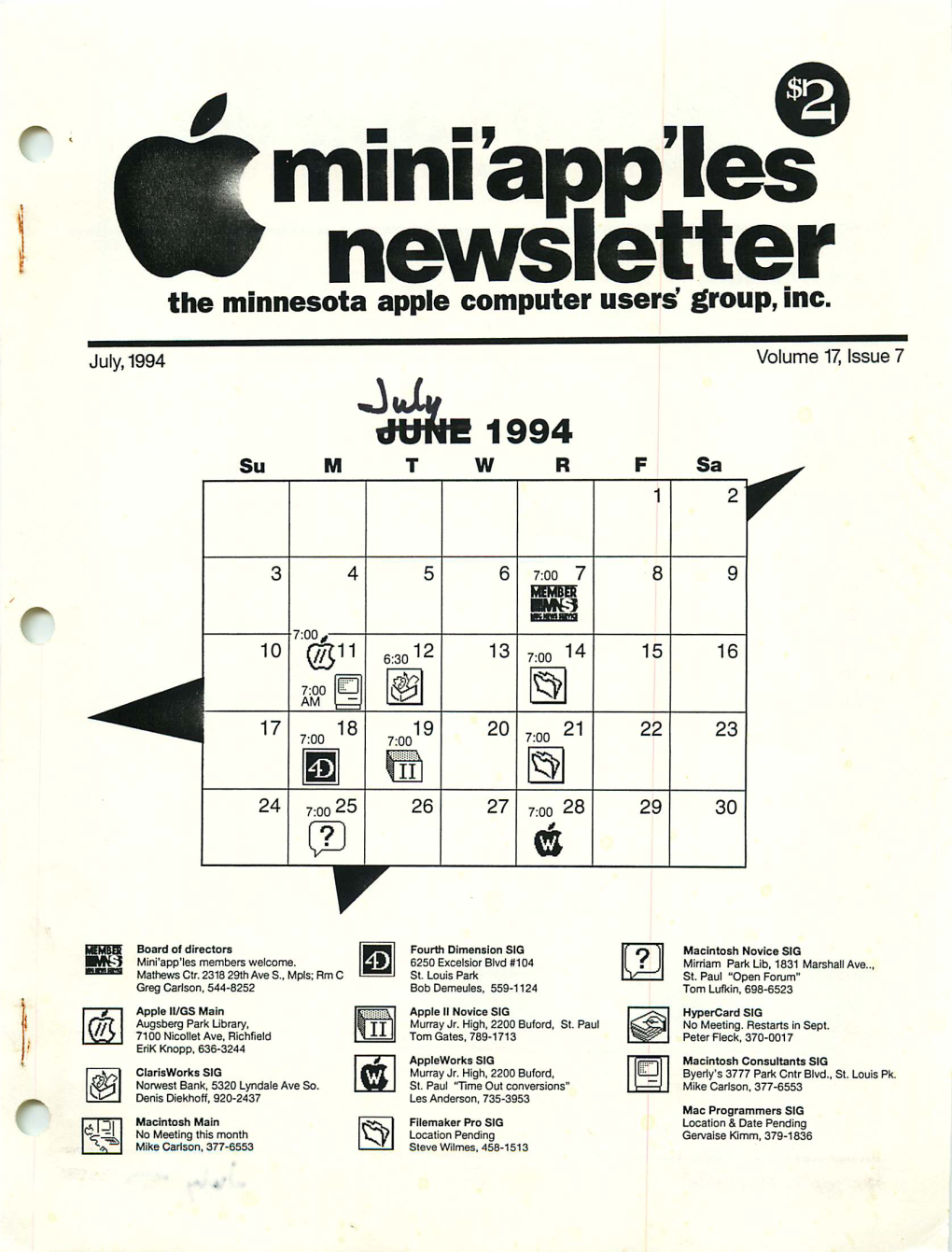 Mini'apples Newsletter the Minnesota Apple Computer Users' Group, Inc