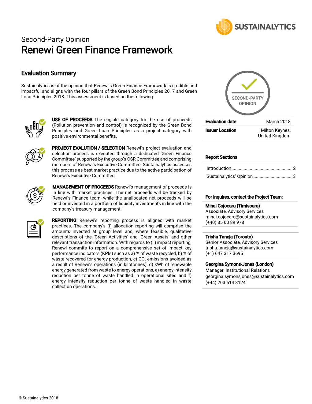 Renewi Green Finance Framework Second-Party Opinion