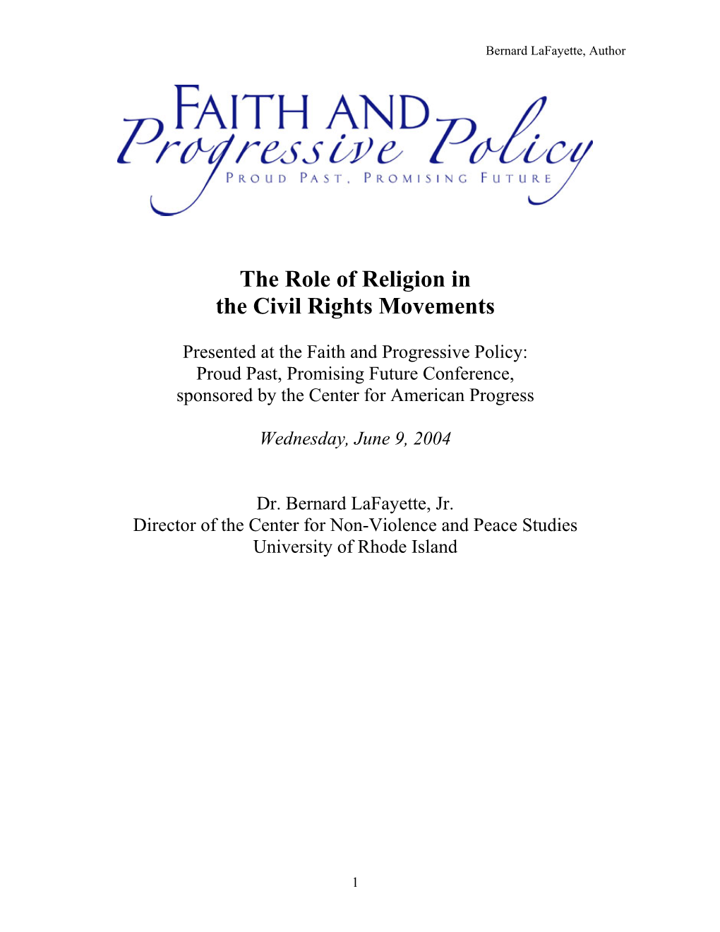 The Role of Religion in the Civil Rights Movements