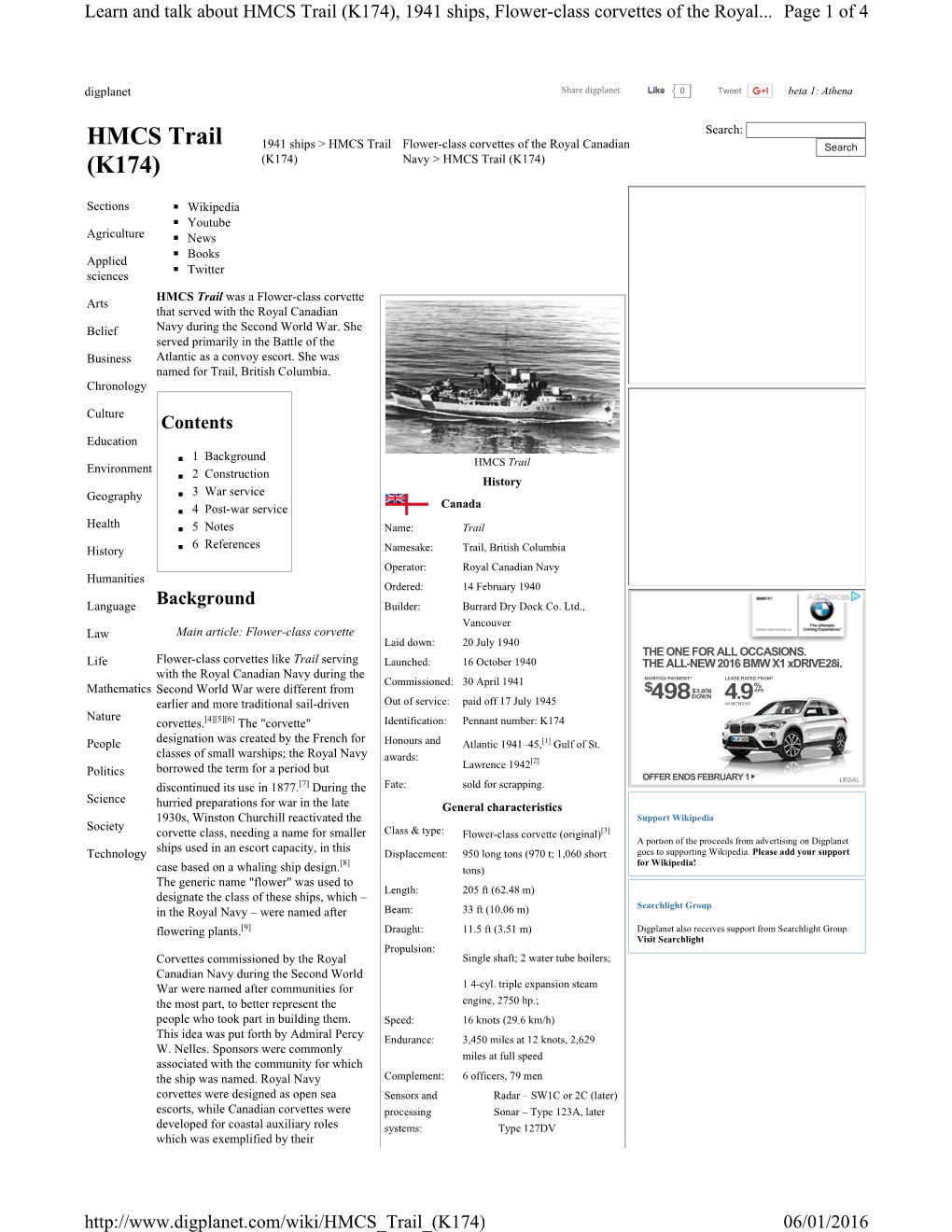 HMCS Trail (K174), 1941 Ships, Flower -Class Corvettes of the Royal