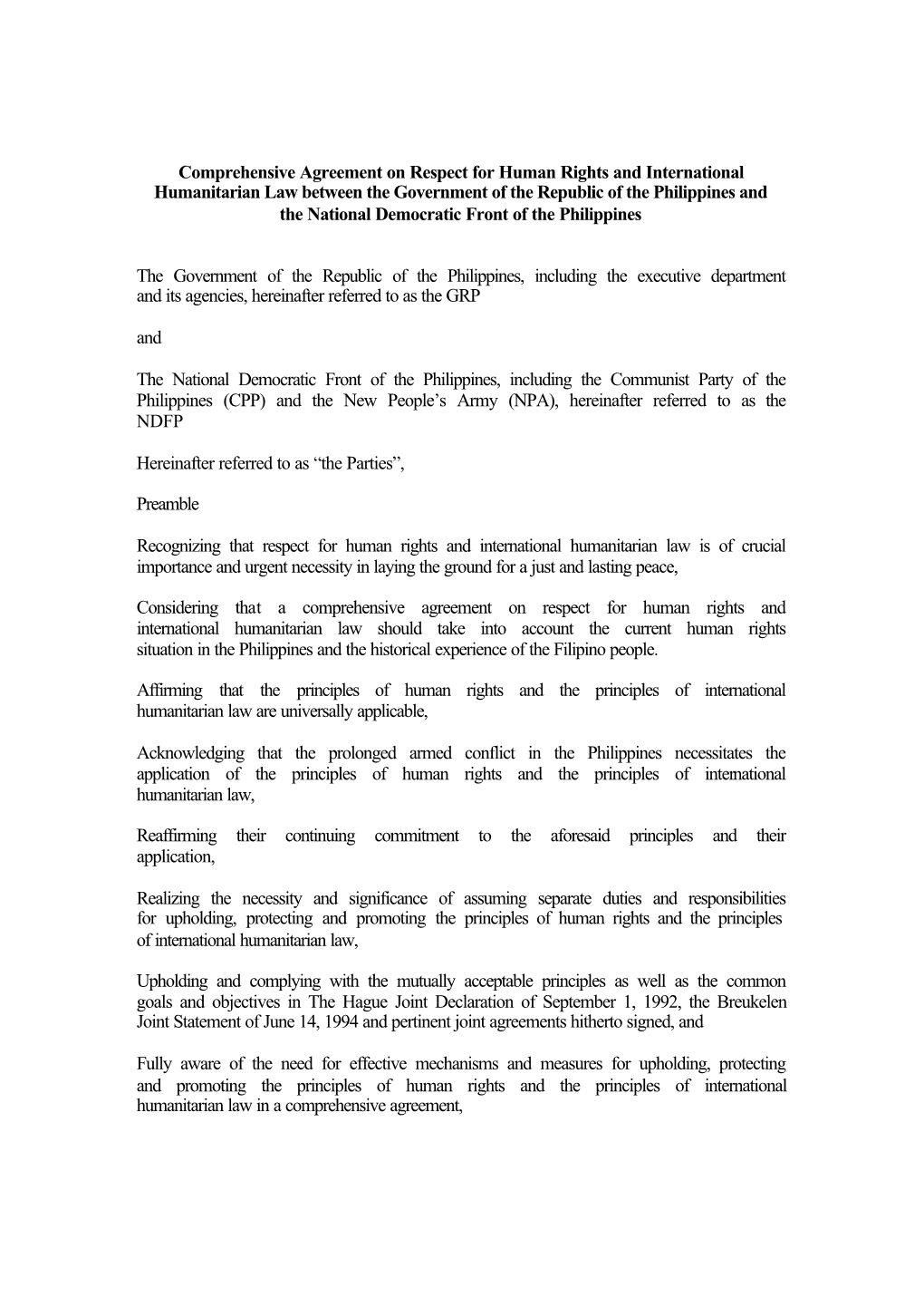Comprehensive Agreement on Respect for Human Rights And