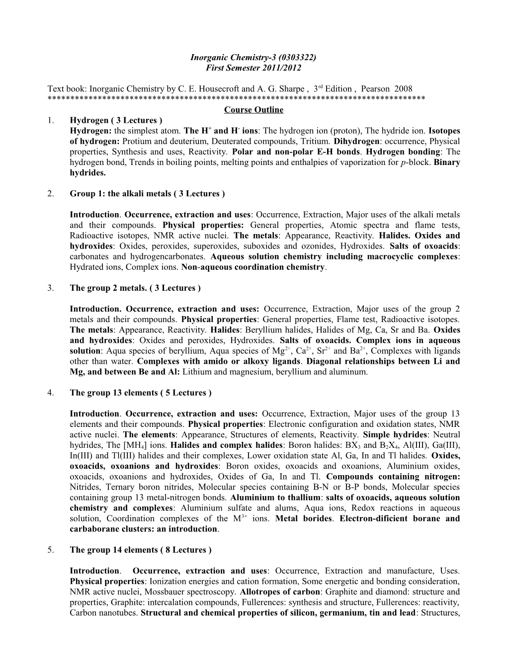 Inorganic Chemistry-3 (0303322)