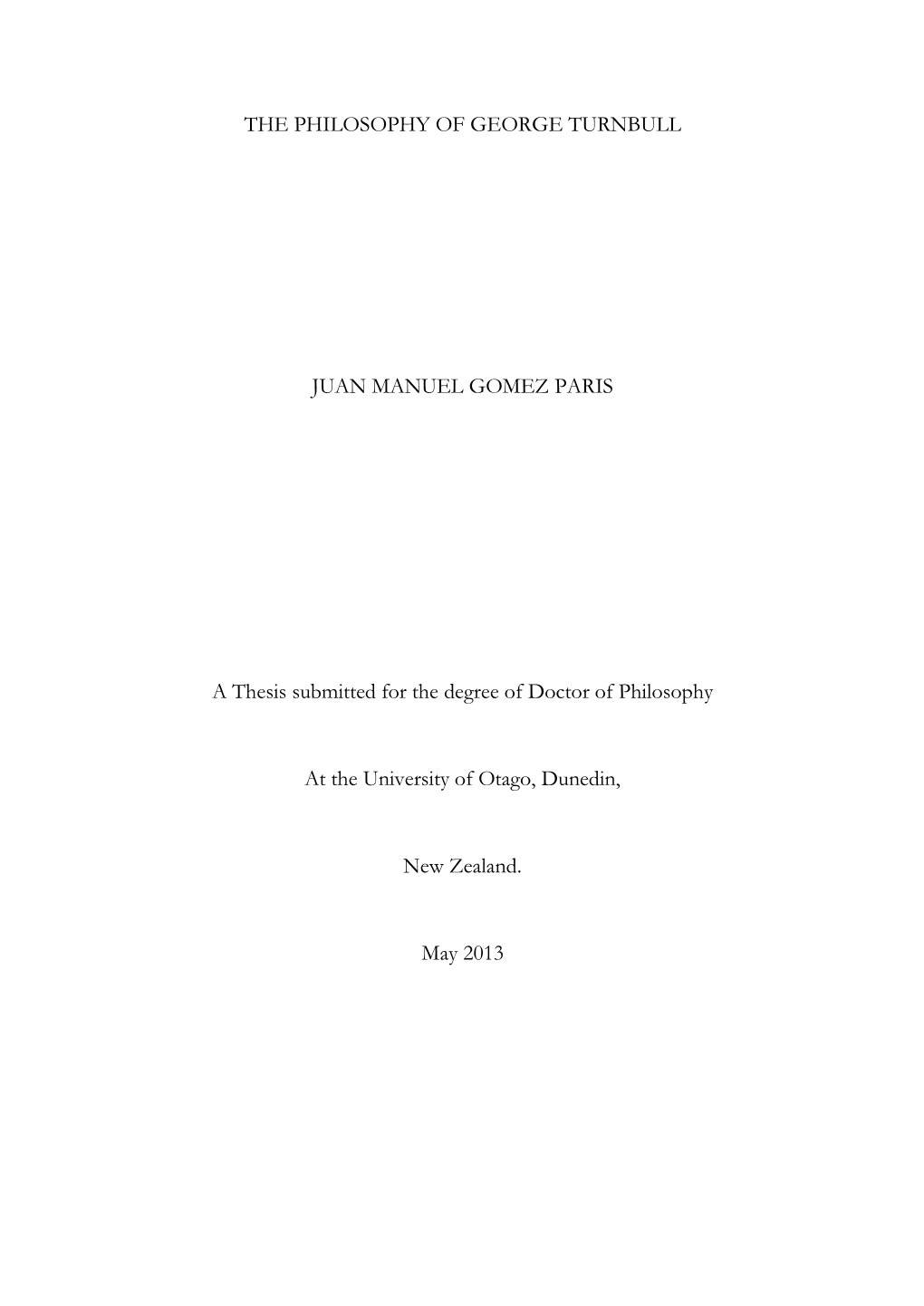 The Philosophy of George Turnbull Juan Manuel