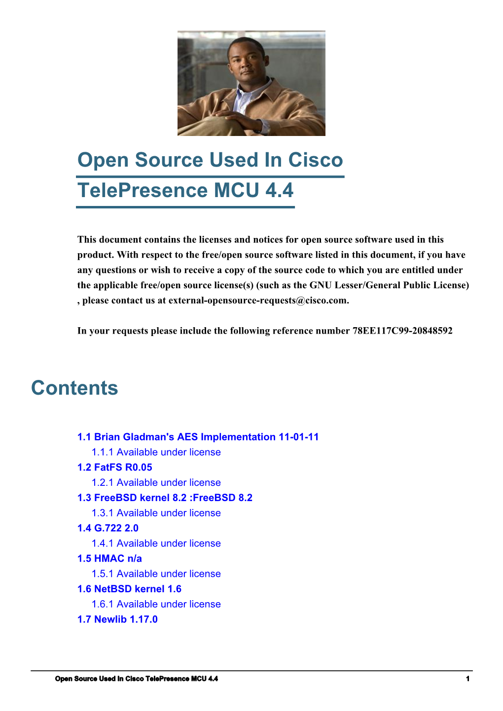 Cisco Telepresence MCU 4.4 Open Source Documentation