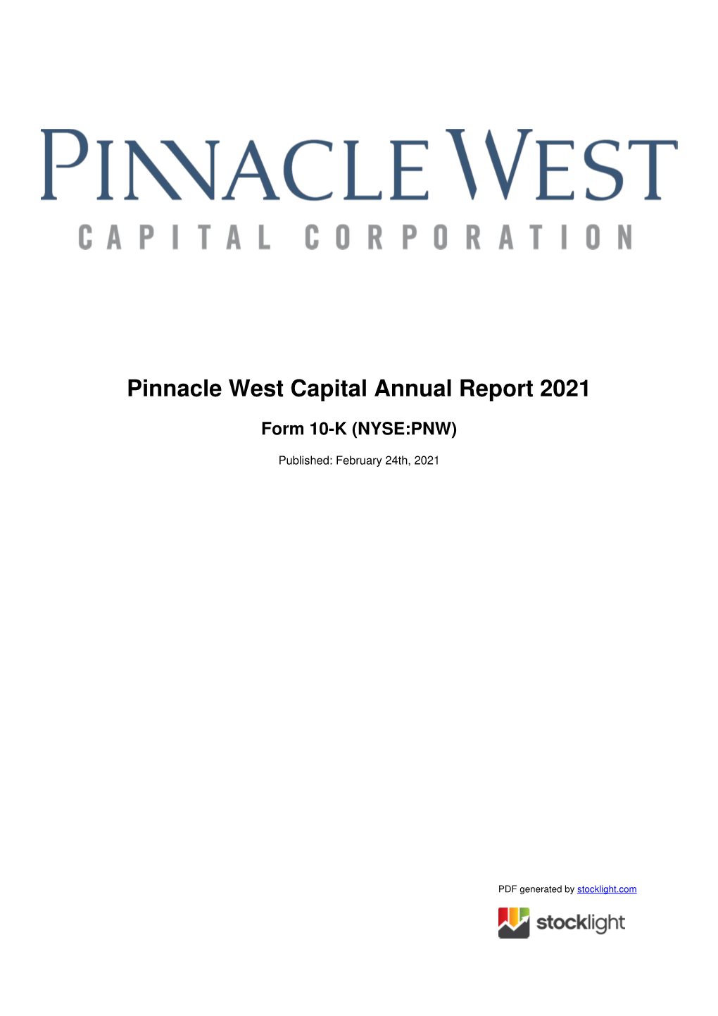 Pinnacle West Capital Annual Report 2021