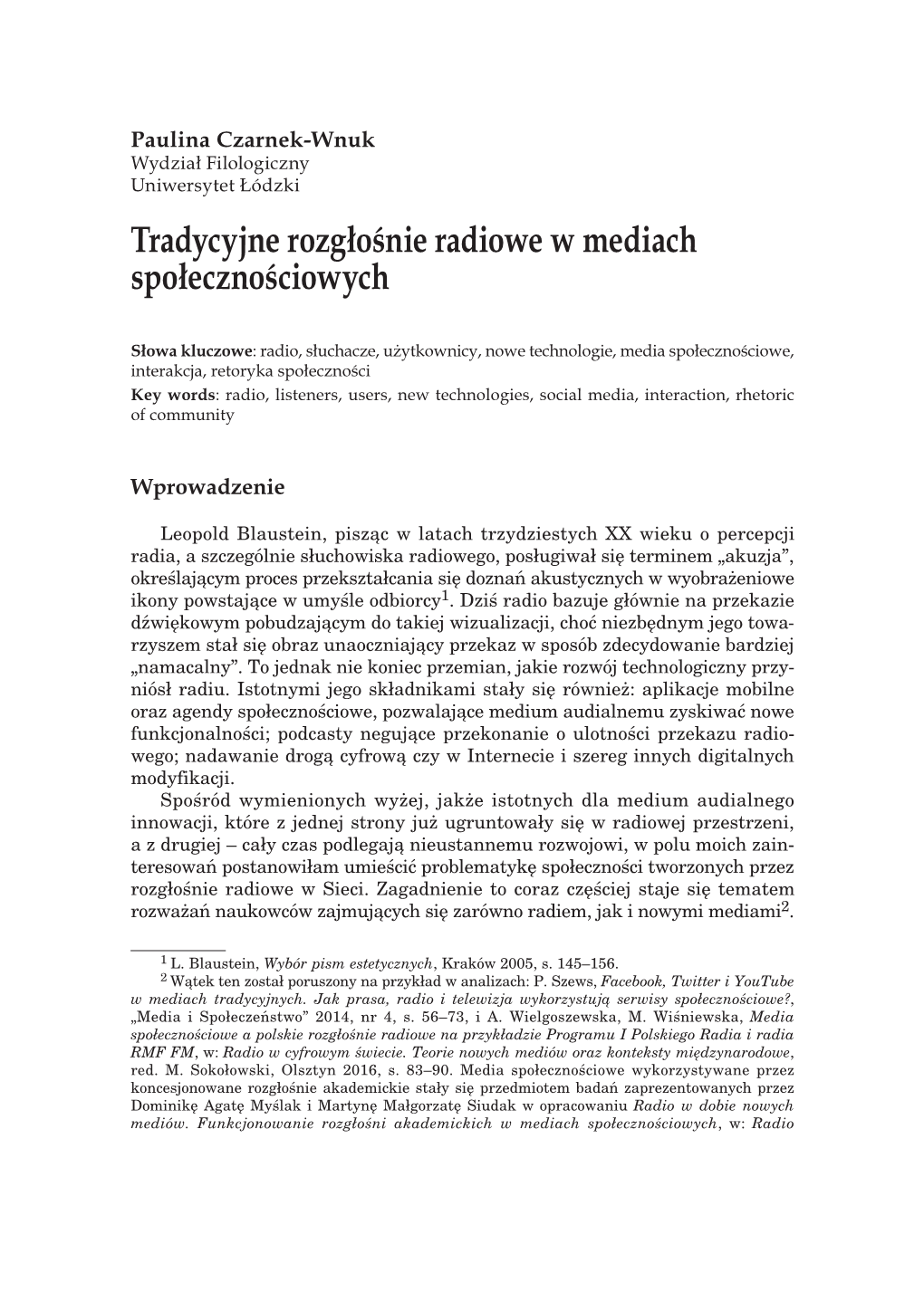 Tradycyjne Rozgłośnie Radiowe W Mediach Społecznościowych 41