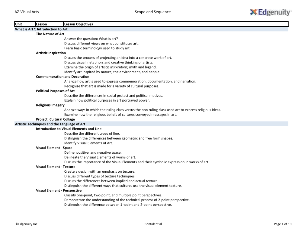 AZ-Visual Arts Scope and Sequence