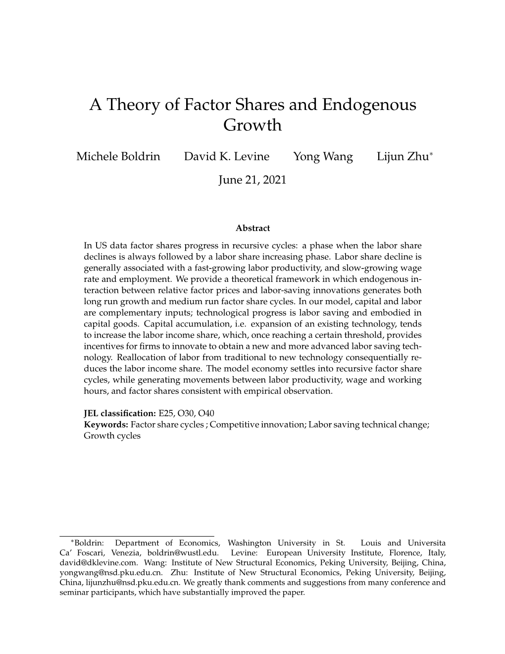 A Theory of Factor Shares and Endogenous Growth