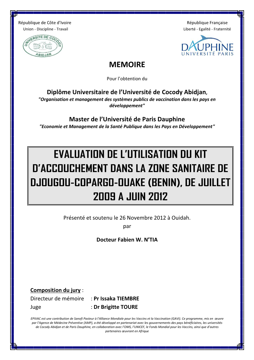 Evaluation De L'utilisation Du Kit D