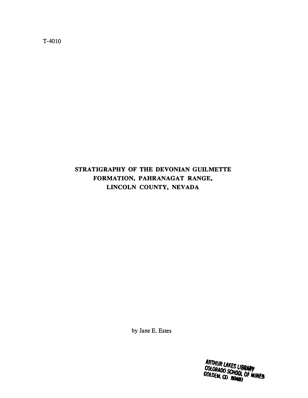 T-4010 Stratigraphy of the Devonian Guilmette