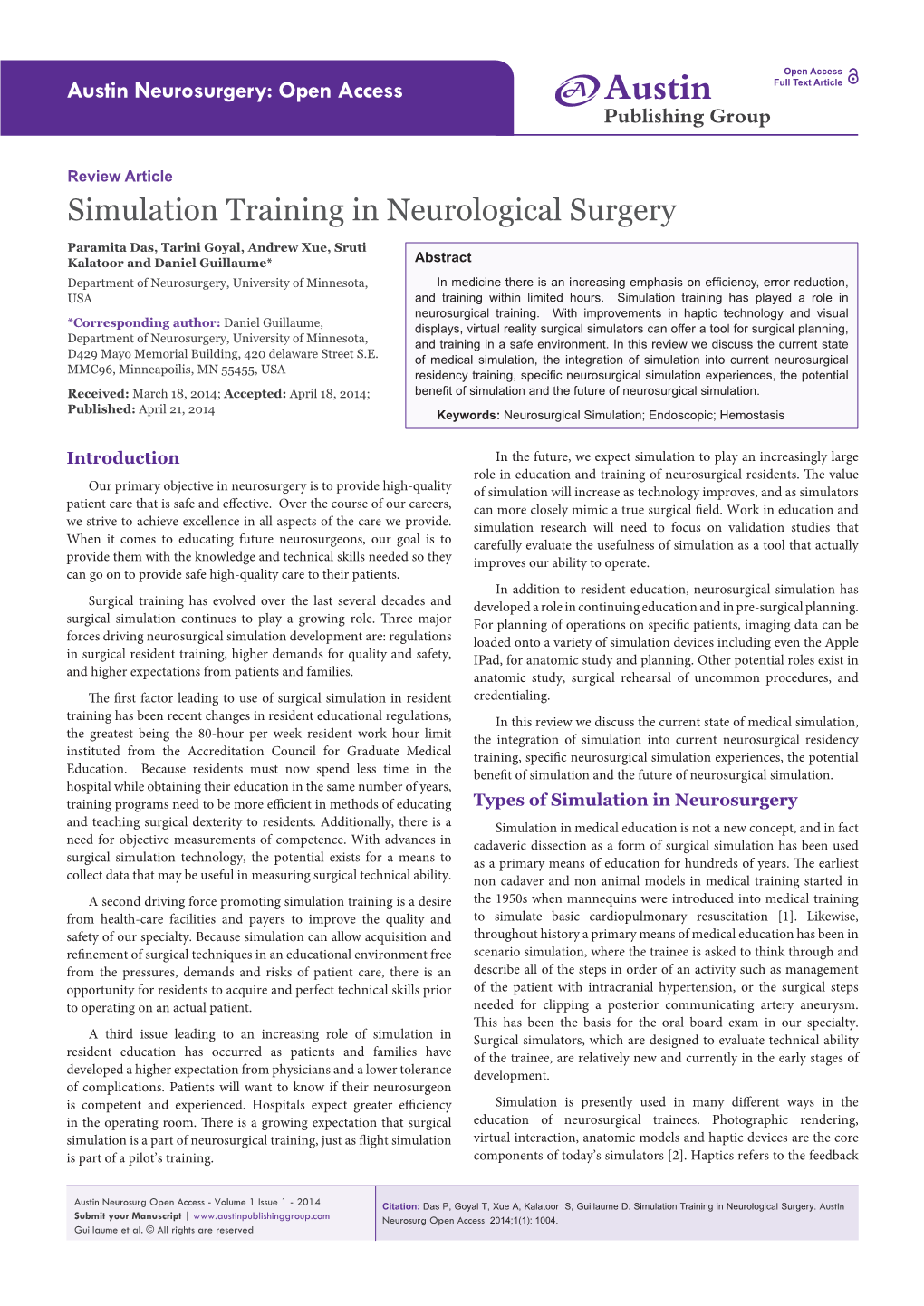 Simulation Training in Neurological Surgery