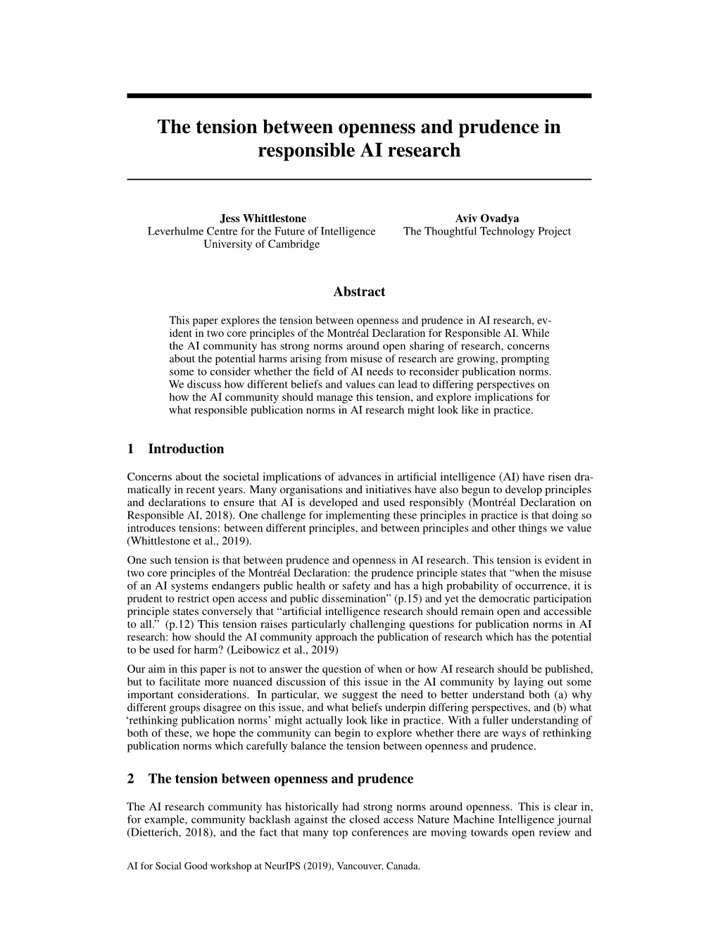 The Tension Between Openness and Prudence in Responsible AI Research