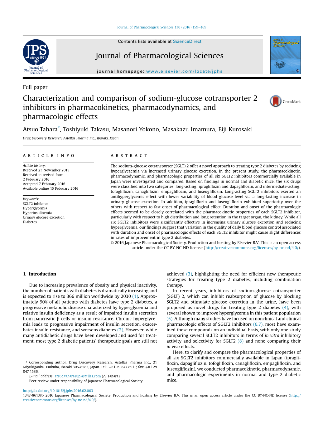 Characterization and Comparison of Sodium-Glucose Cotransporter 2 Inhibitors in Pharmacokinetics, Pharmacodynamics, and Pharmacologic Effects