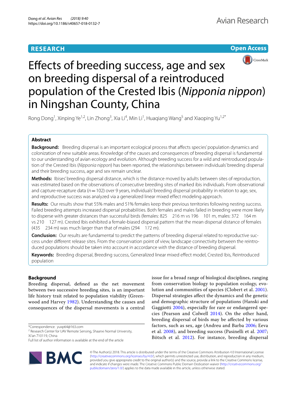 Effects of Breeding Success, Age and Sex on Breeding Dispersal of A