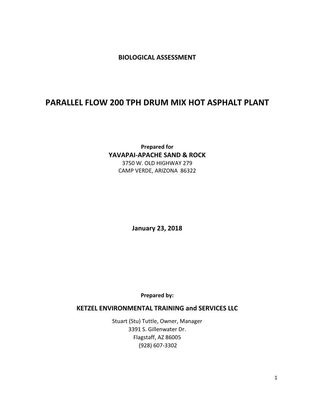 Biological Assessment: Yavapai-Apache Sand & Rock