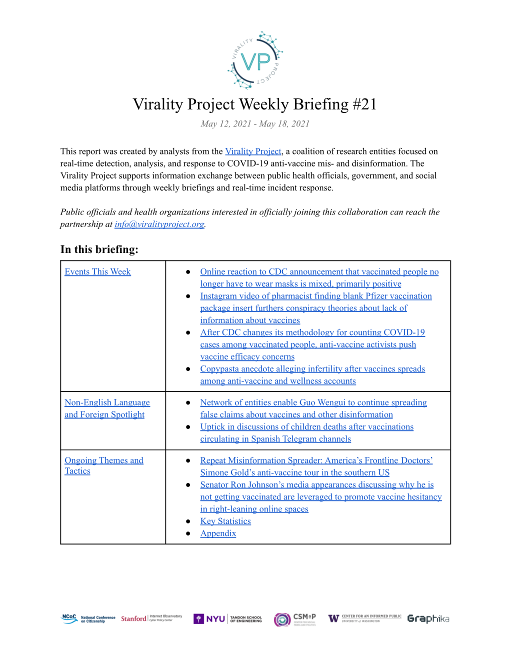 Virality Project Weekly Briefing 21