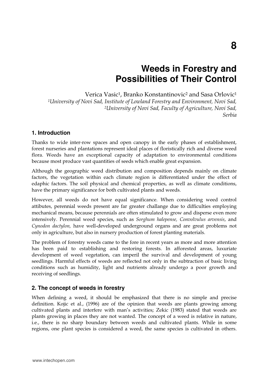 Weeds in Forestry and Possibilities of Their Control