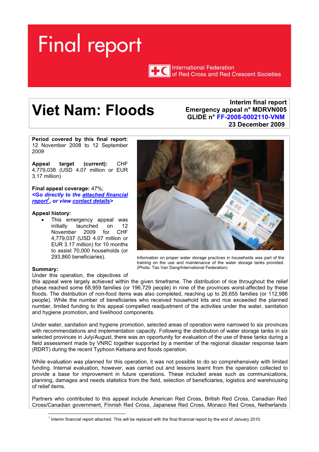 Viet Nam: Floods GLIDE N° FF-2008-0002110-VNM 23 December 2009
