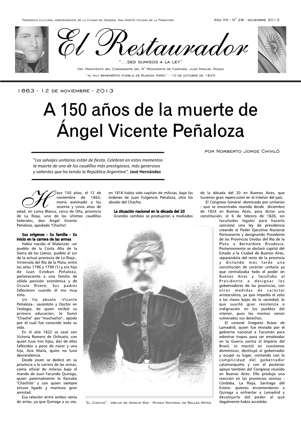 A 150 Años De La Muerte De Ángel Vicente Peñaloza