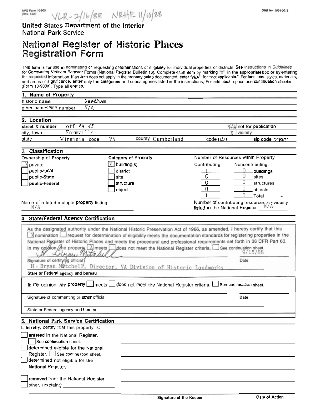 National Register of Historic Places Wegistration Form