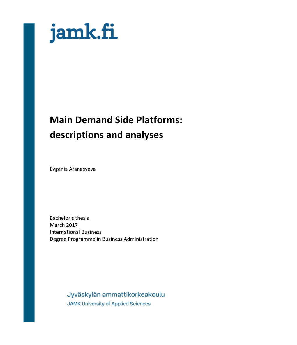 Main Demand Side Platforms: Descriptions and Analyses