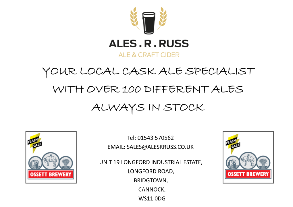 Your Local Cask Ale Specialist with Over 100 Different Ales Always in Stock