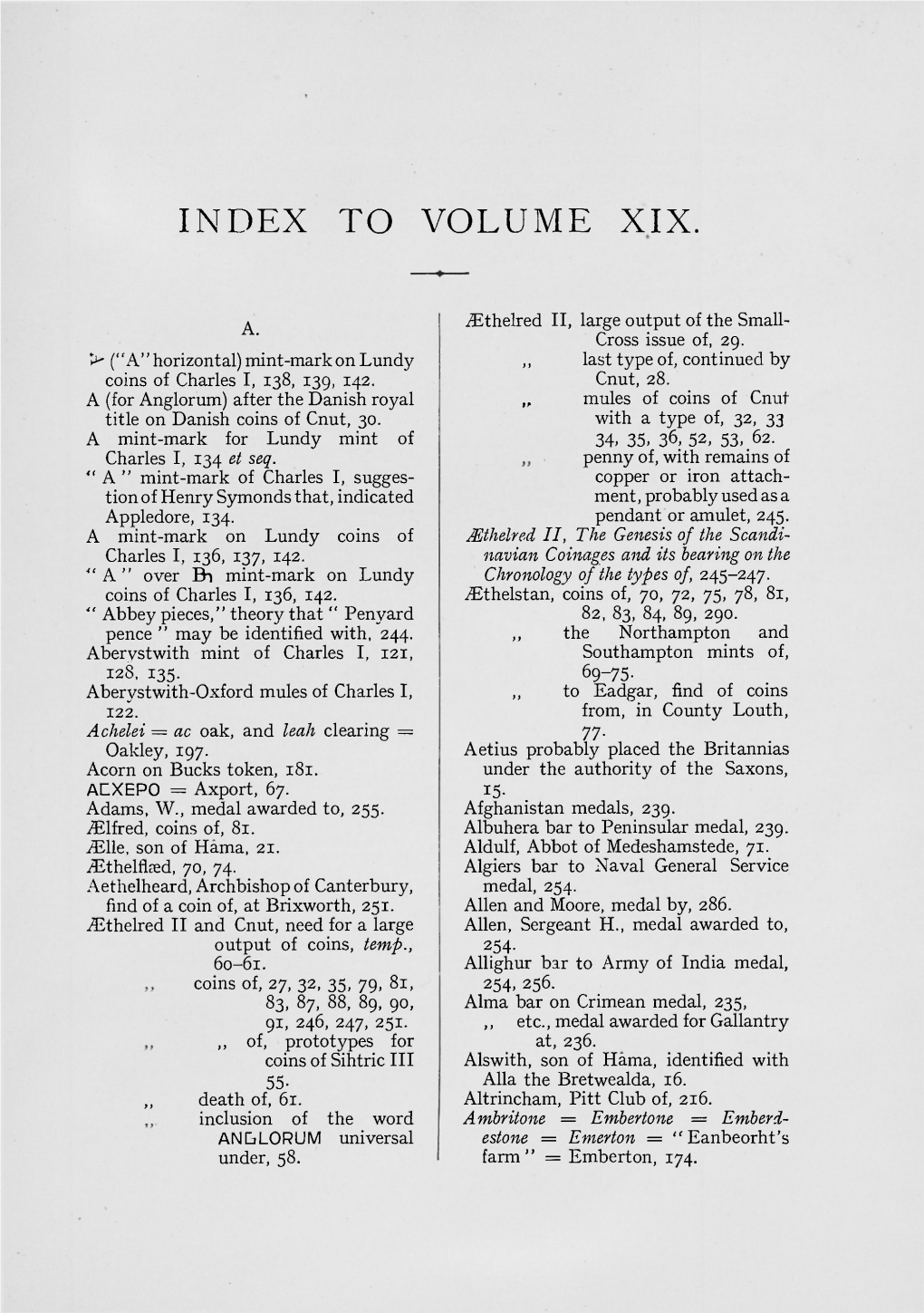 Index to Volume Xix