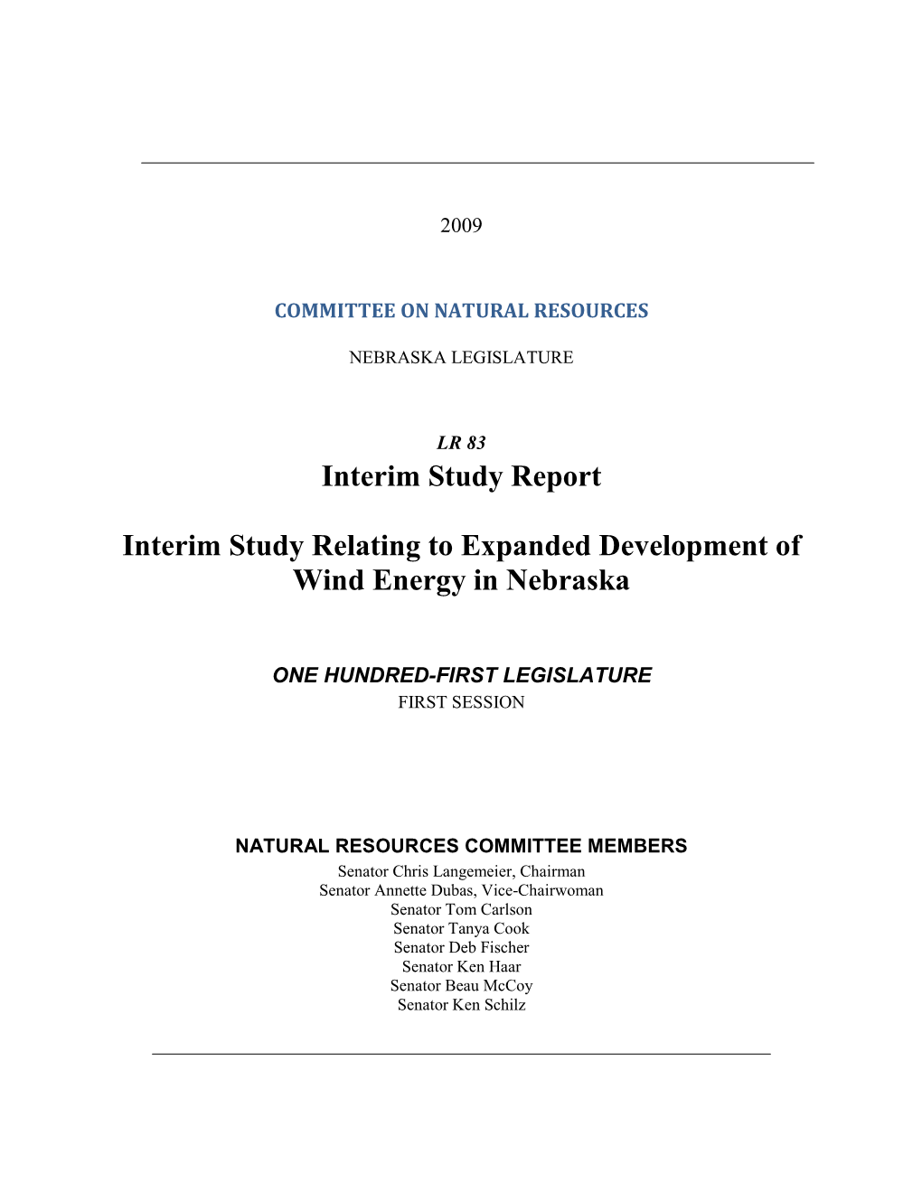 Expanded Development of Wind Energy in Nebraska