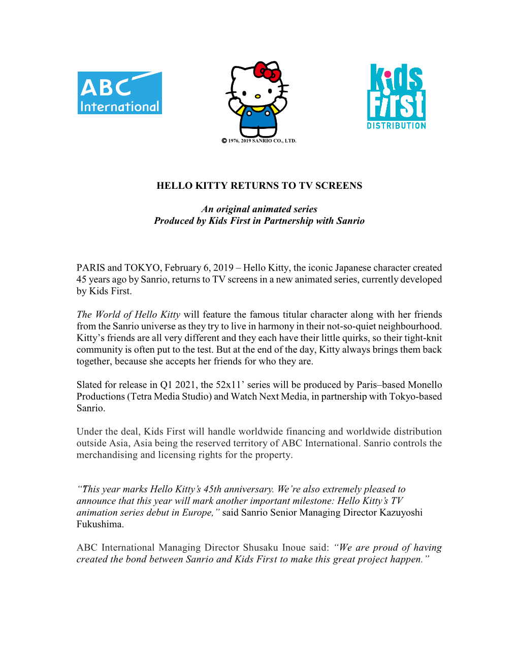 Hello Kitty Returns to Tv Screens