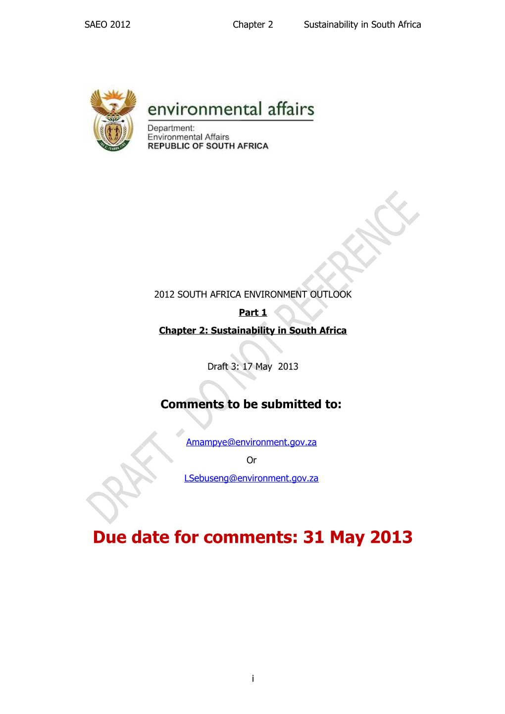 Chapter 2: Sustainability in South Africa