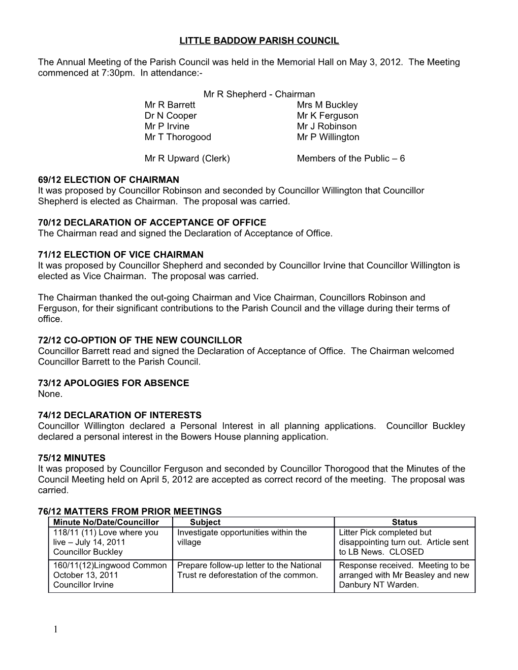 Little Baddow Parish Council