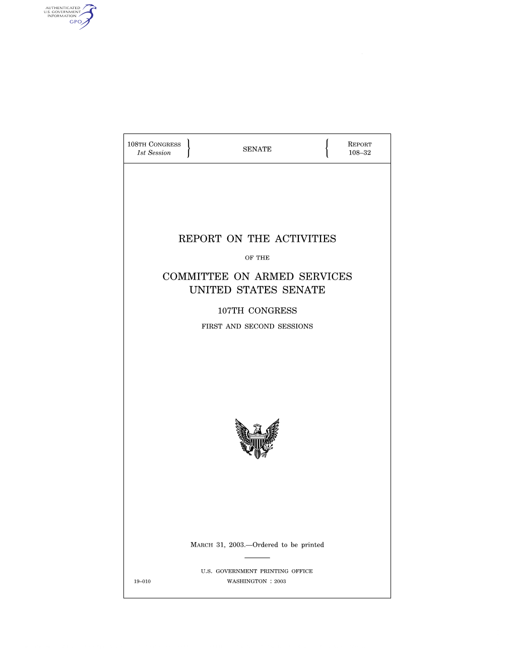 Report on the Activities Committee on Armed