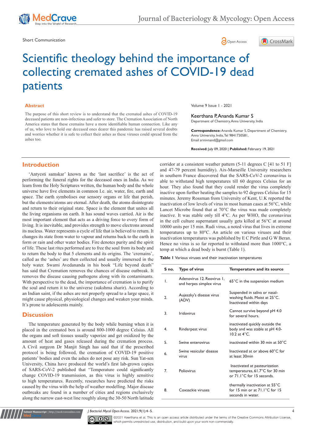 Scientific Theology Behind the Importance of Collecting Cremated Ashes of COVID-19 Dead Patients