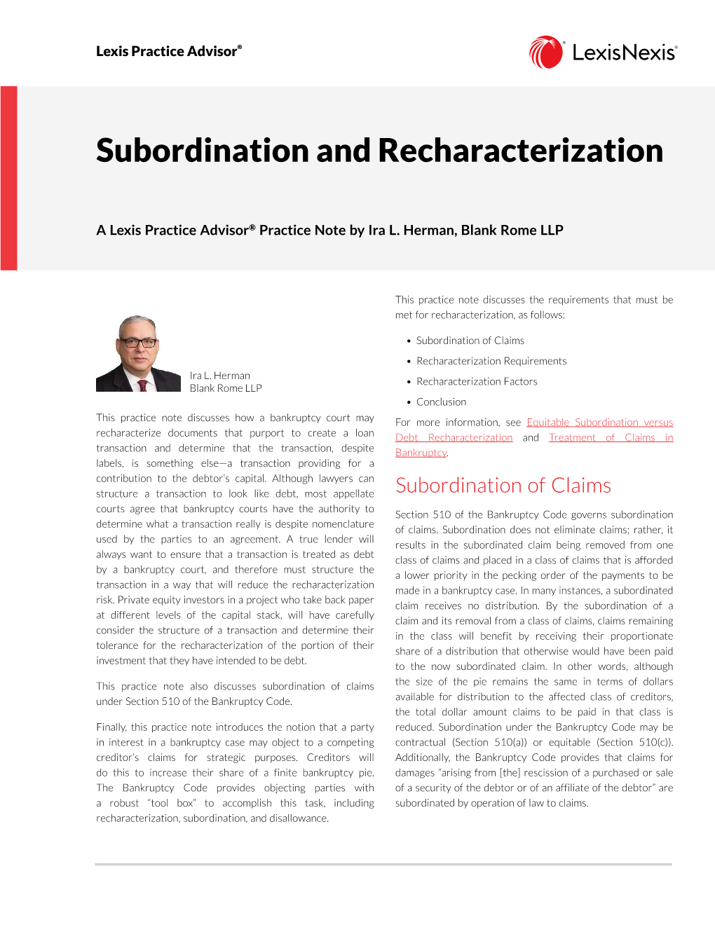 Subordination and Recharacterization